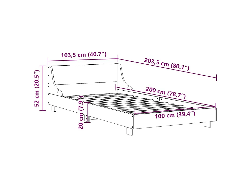 Bedframe zonder matras massief grenenhout wasbruin 100x200 cm