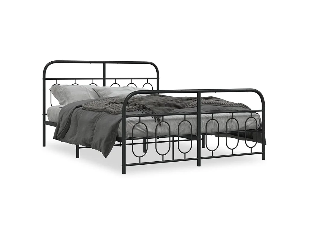 Bedframe met hoofd- en voeteneinde metaal zwart 150x200 cm
