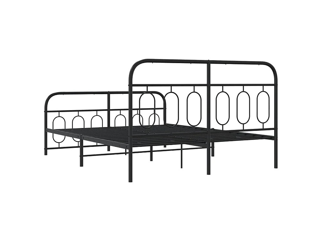 Bedframe met hoofd- en voeteneinde metaal zwart 150x200 cm