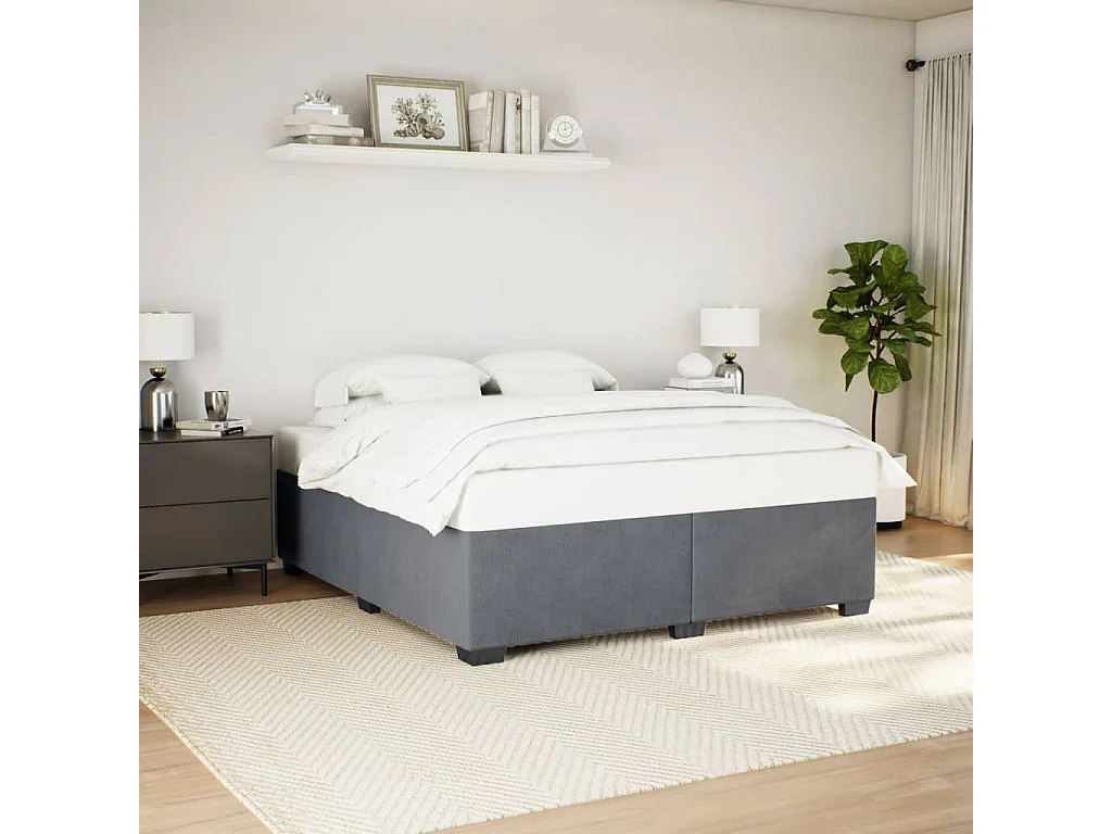 Cadre de lit sans matelas gris foncé 180x200 cm velours