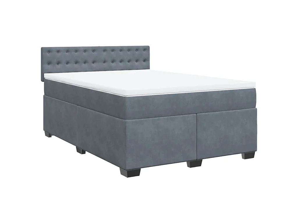 Giroletto a Molle con Materasso Grigio Scuro 140x190 cm Velluto