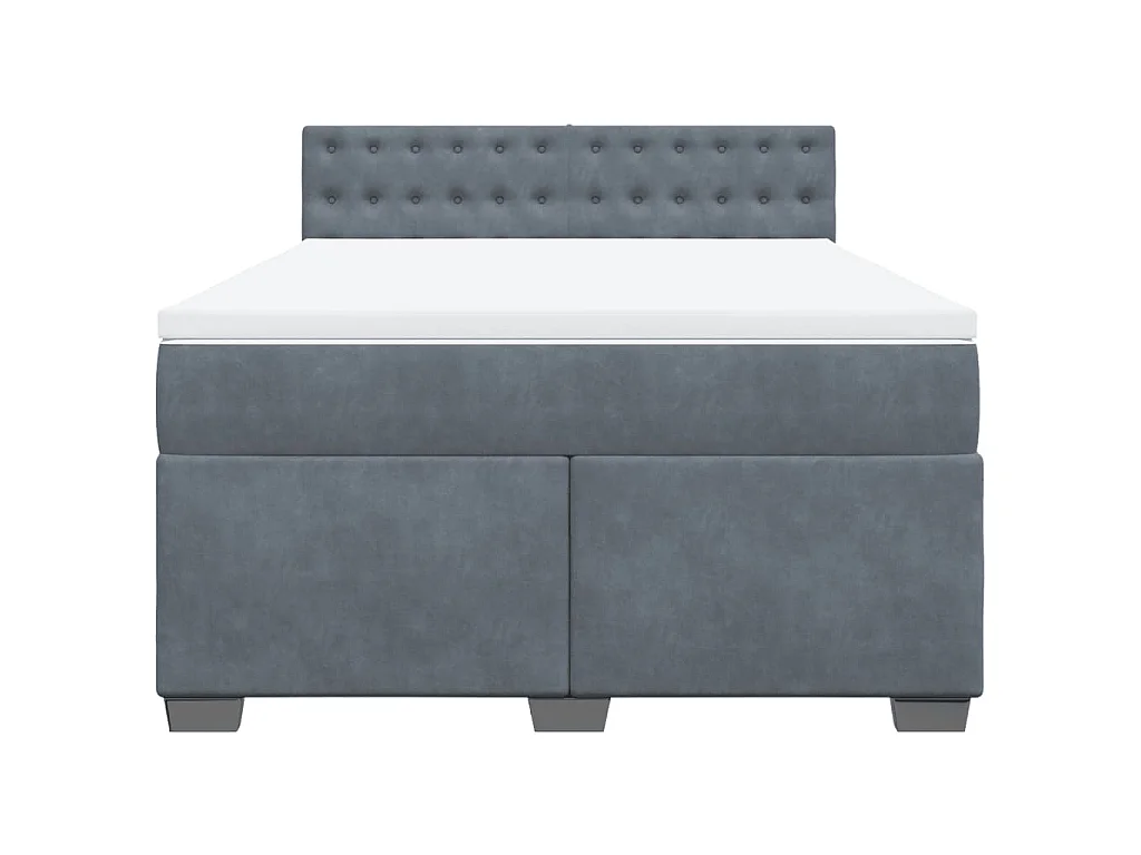 Giroletto a Molle con Materasso Grigio Scuro 140x190 cm Velluto