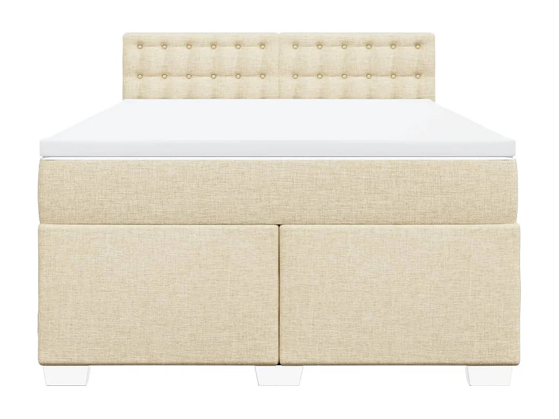 Cama box spring con colchón tela color crema 140x200 cm