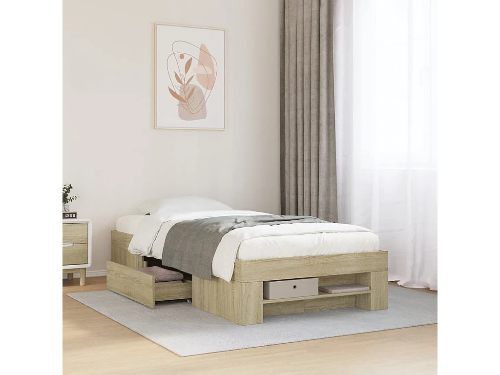Bettgestell ohne Matratze Sonoma-Eiche 90x200 cm Holzwerkstoff