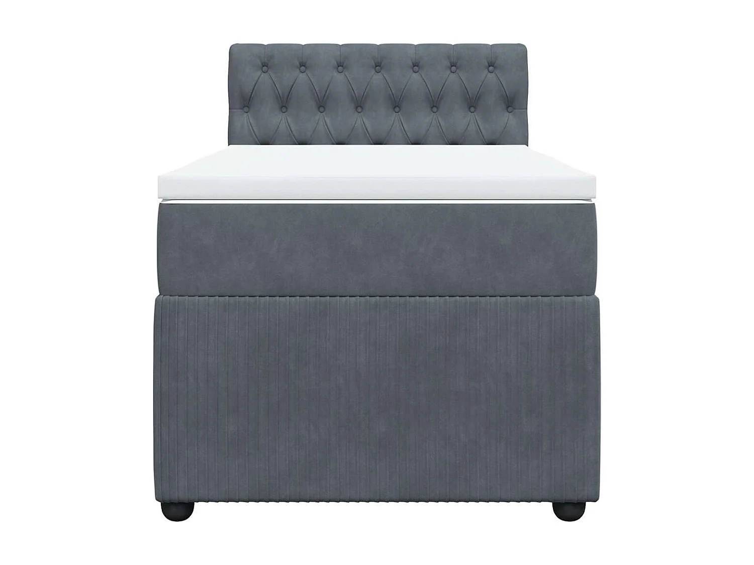 Giroletto a Molle con Materasso Grigio Scuro 90x200 cm Velluto