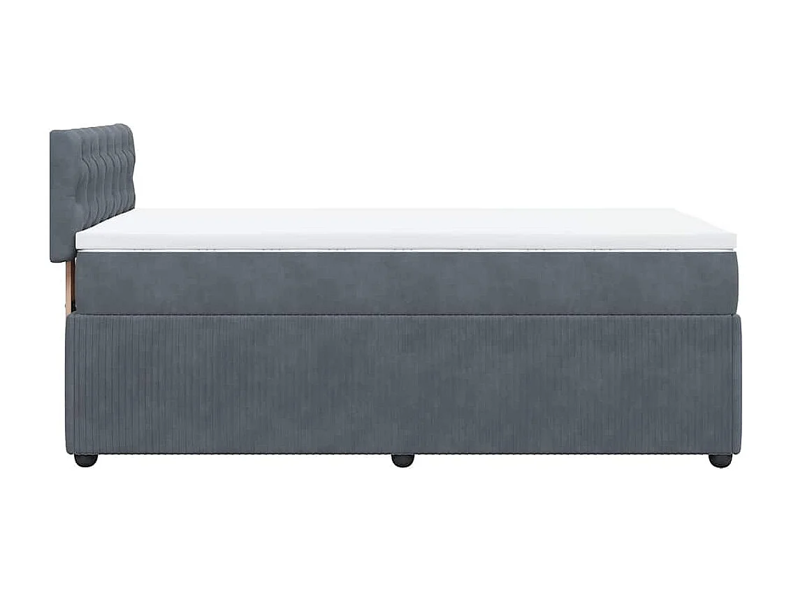Sommier à lattes de lit et matelas Gris foncé 90x200 cm Velours