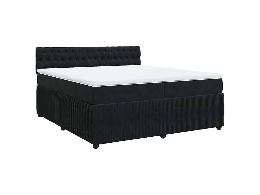 Giroletto a Molle con Materasso Nero 200x200 cm in Velluto