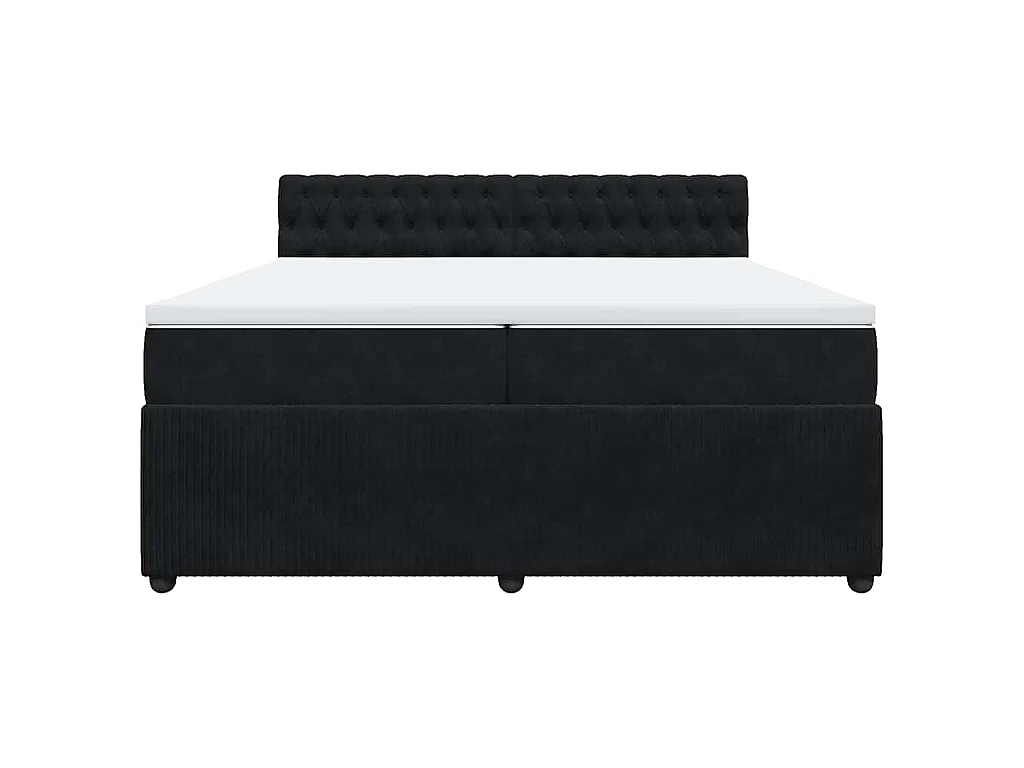 Giroletto a Molle con Materasso Nero 200x200 cm in Velluto