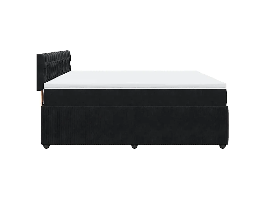 Giroletto a Molle con Materasso Nero 200x200 cm in Velluto