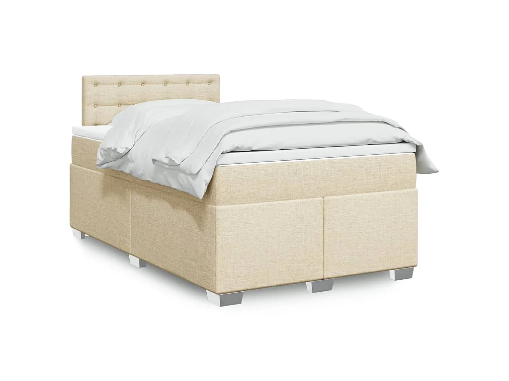 Boxspring met matras stof crèmekleurig 120x190 cm