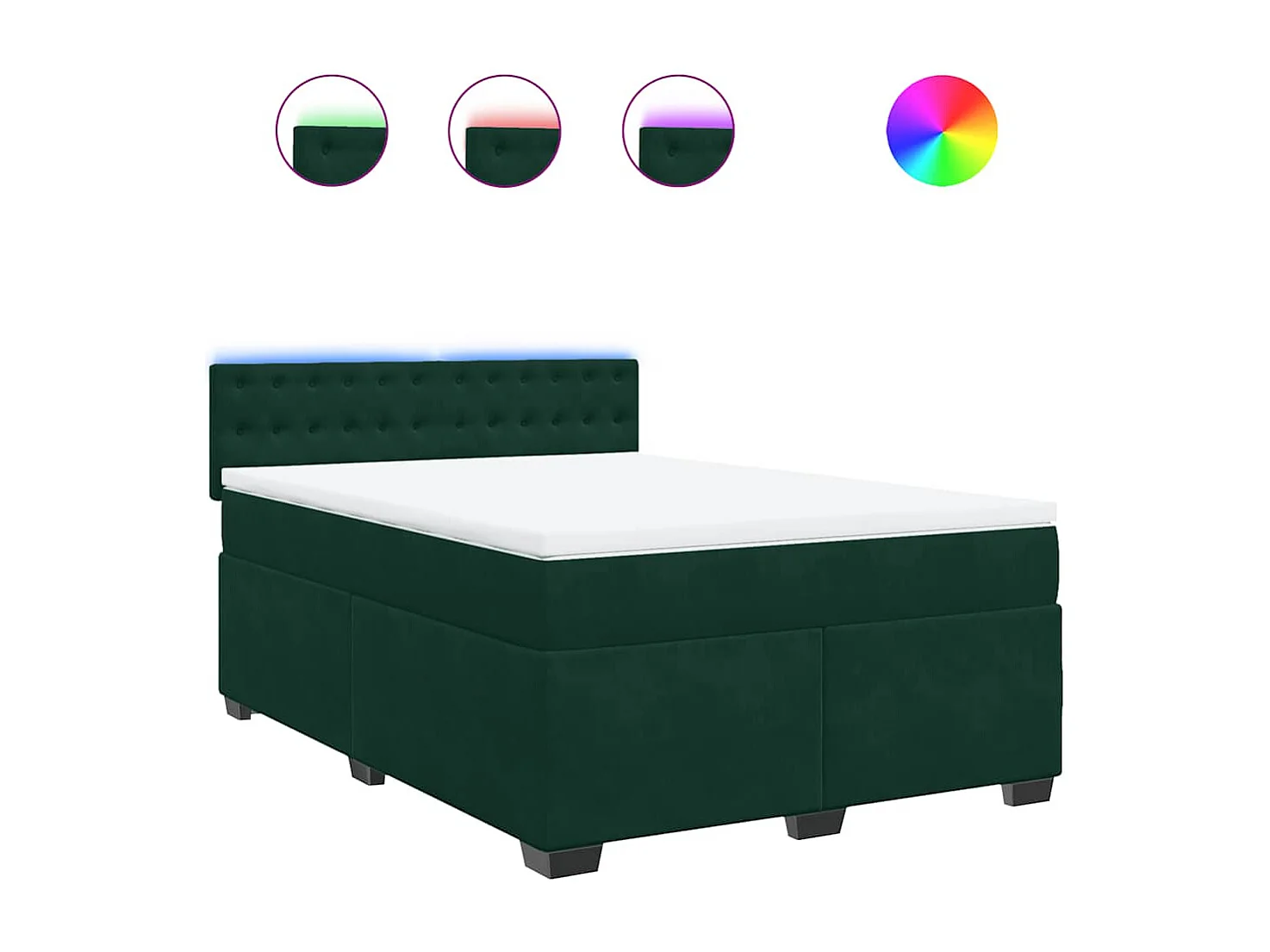 Giroletto a Molle con Materasso Verde Scuro 140x200 cm Velluto