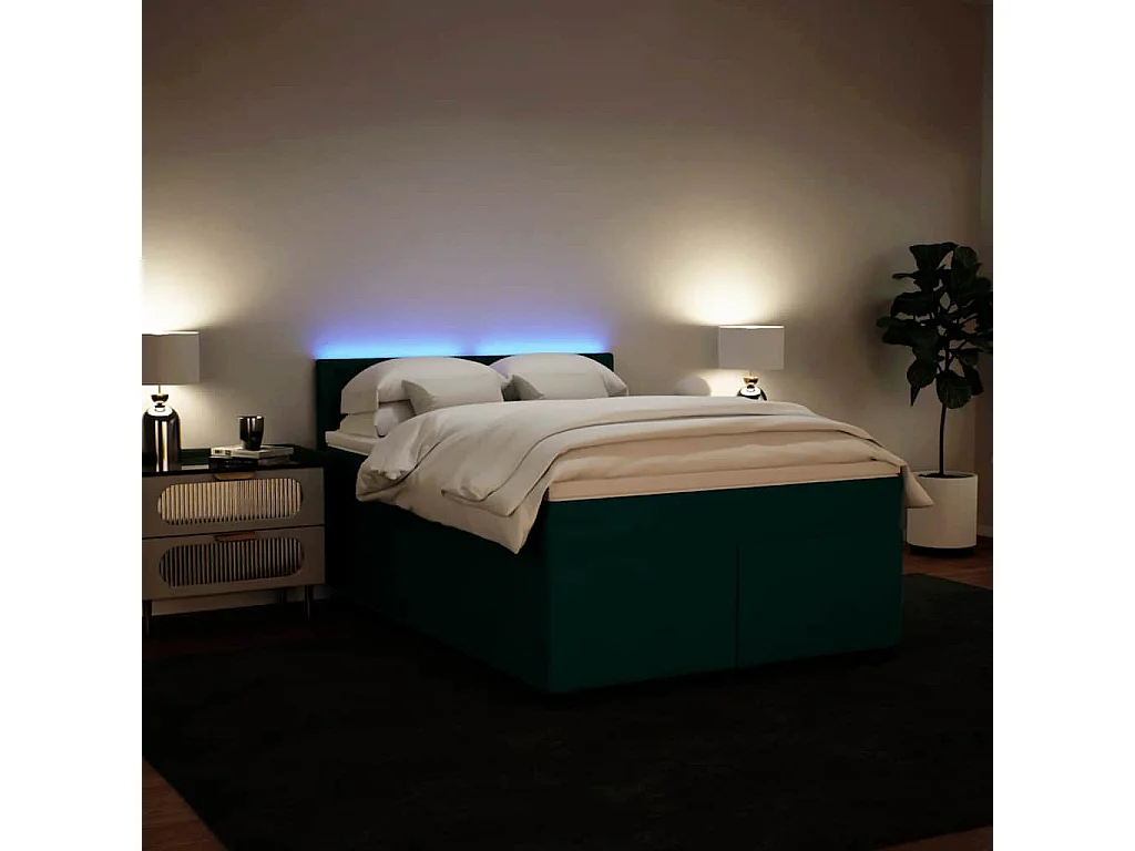 Giroletto a Molle con Materasso Verde Scuro 140x200 cm Velluto