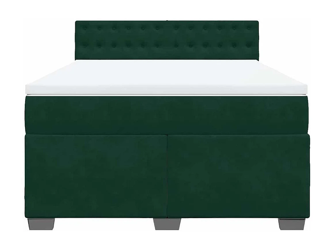Giroletto a Molle con Materasso Verde Scuro 140x200 cm Velluto
