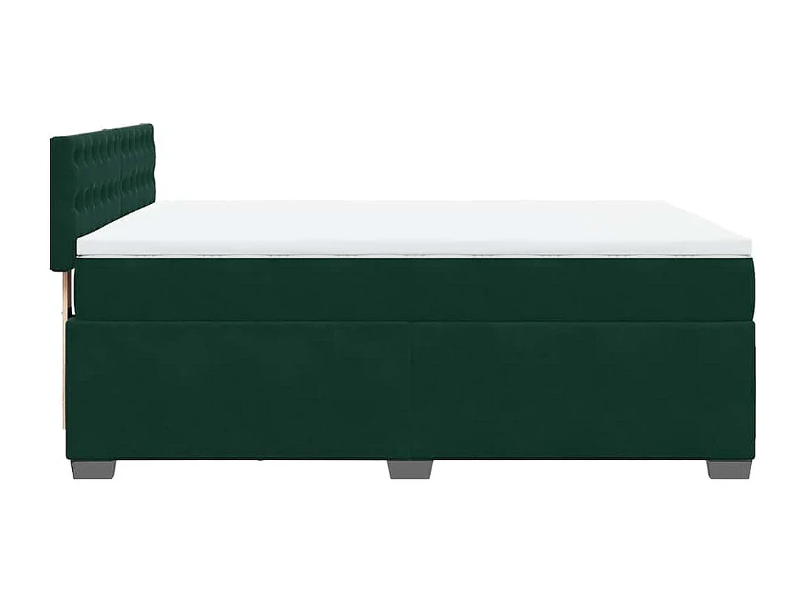 Giroletto a Molle con Materasso Verde Scuro 140x200 cm Velluto