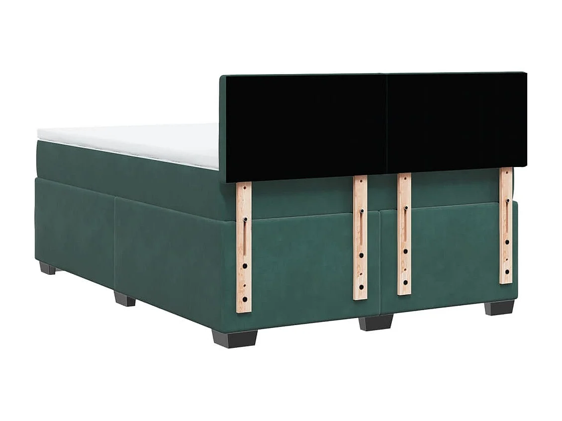 Giroletto a Molle con Materasso Verde Scuro 140x200 cm Velluto