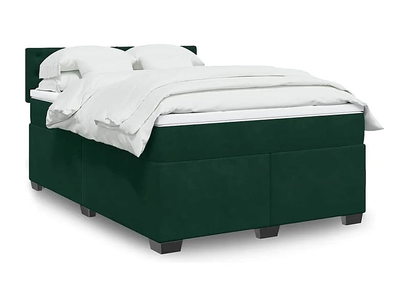 Cama box spring con colchón terciopelo verde oscuro 140x200 cm