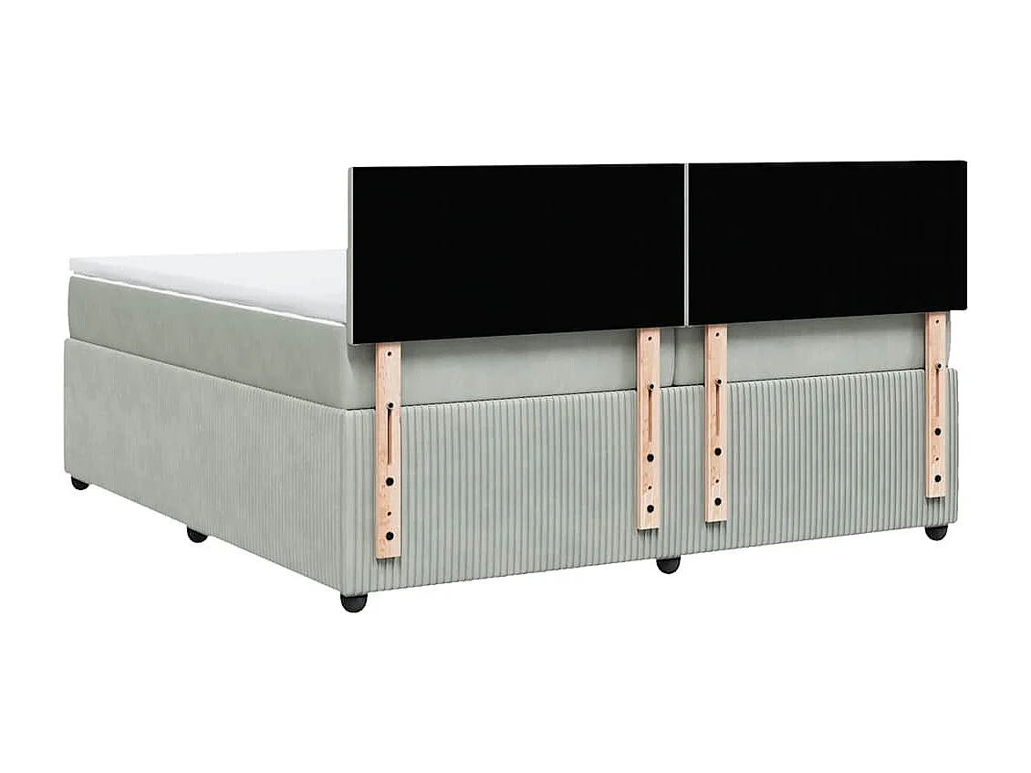 Sommier à lattes de lit et matelas Gris clair 200x200cm Velours