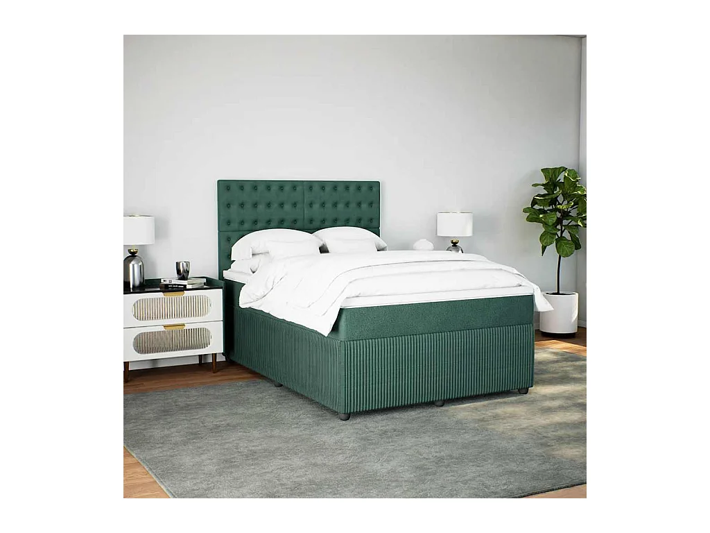 Sommier à lattes de lit et matelas Vert foncé 160x200cm Velours