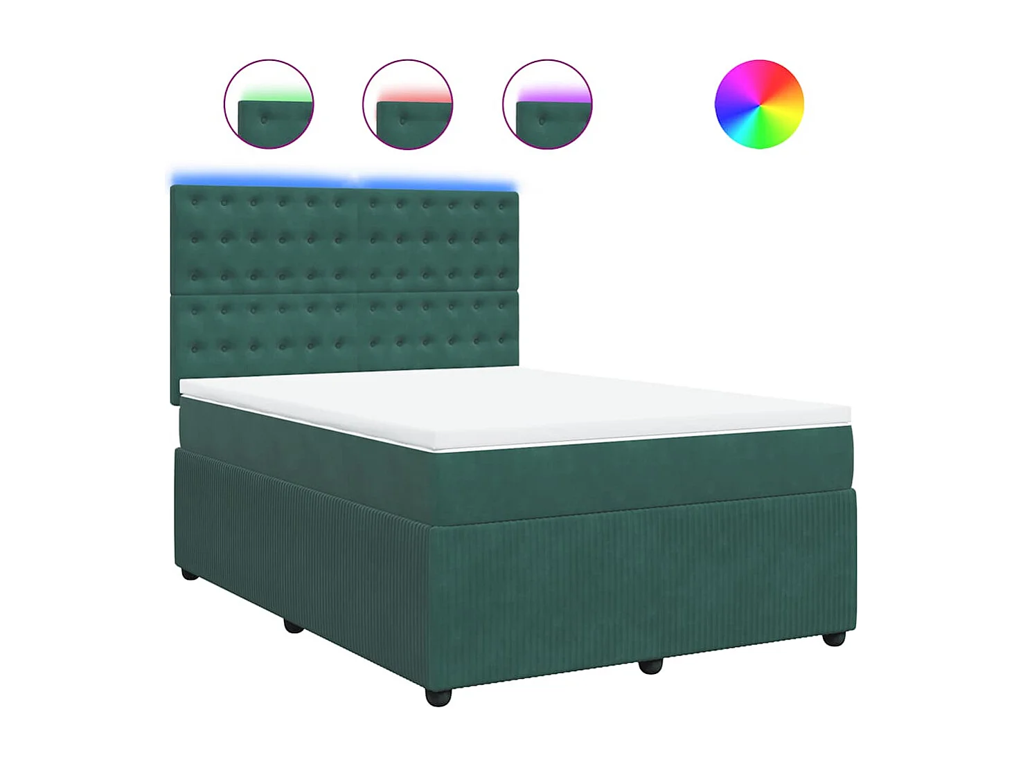 Sommier à lattes de lit et matelas Vert foncé 160x200cm Velours