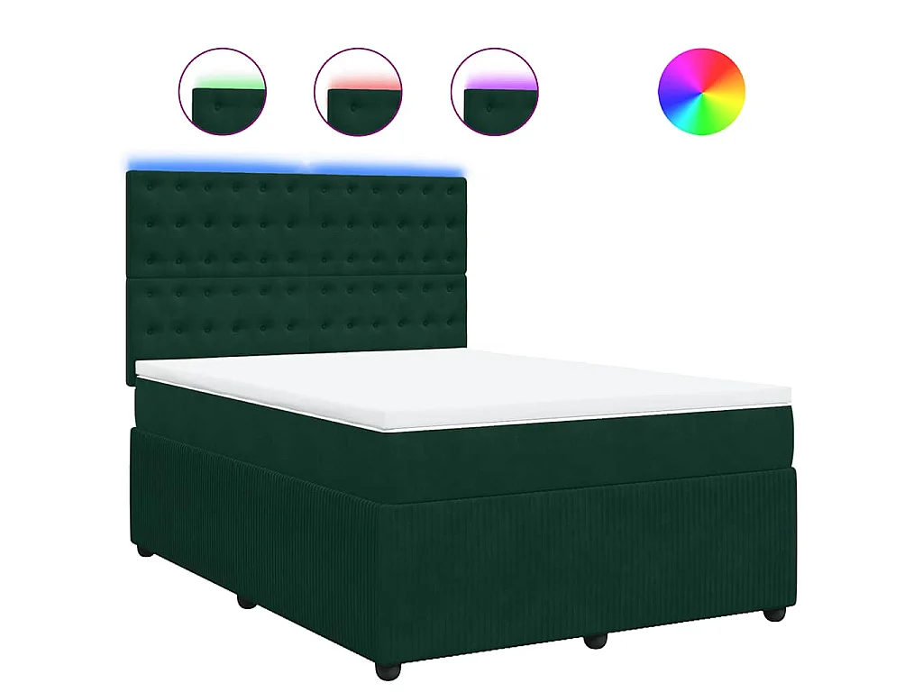 Cama com molas/colchão 160x200 cm veludo verde-escuro