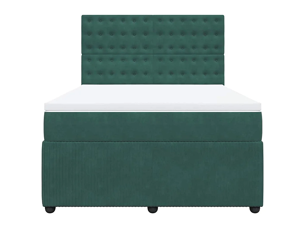 Cama com molas/colchão 160x200 cm veludo verde-escuro