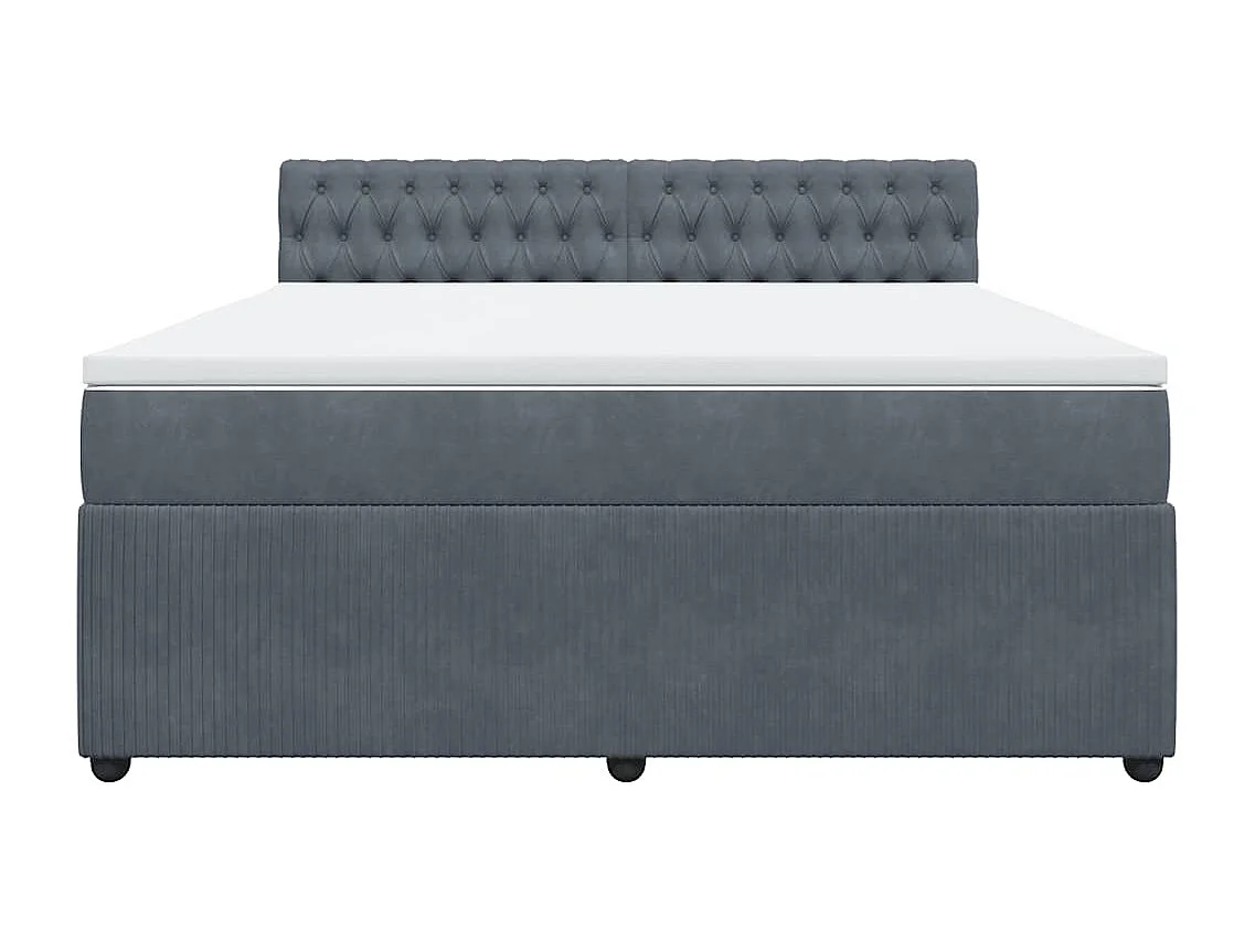 Giroletto a Molle con Materasso Grigio Scuro 180x200 cm Velluto