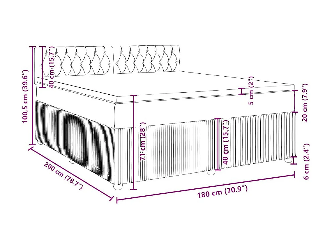 Boxspring met matras fluweel donkergrijs 180x200 cm