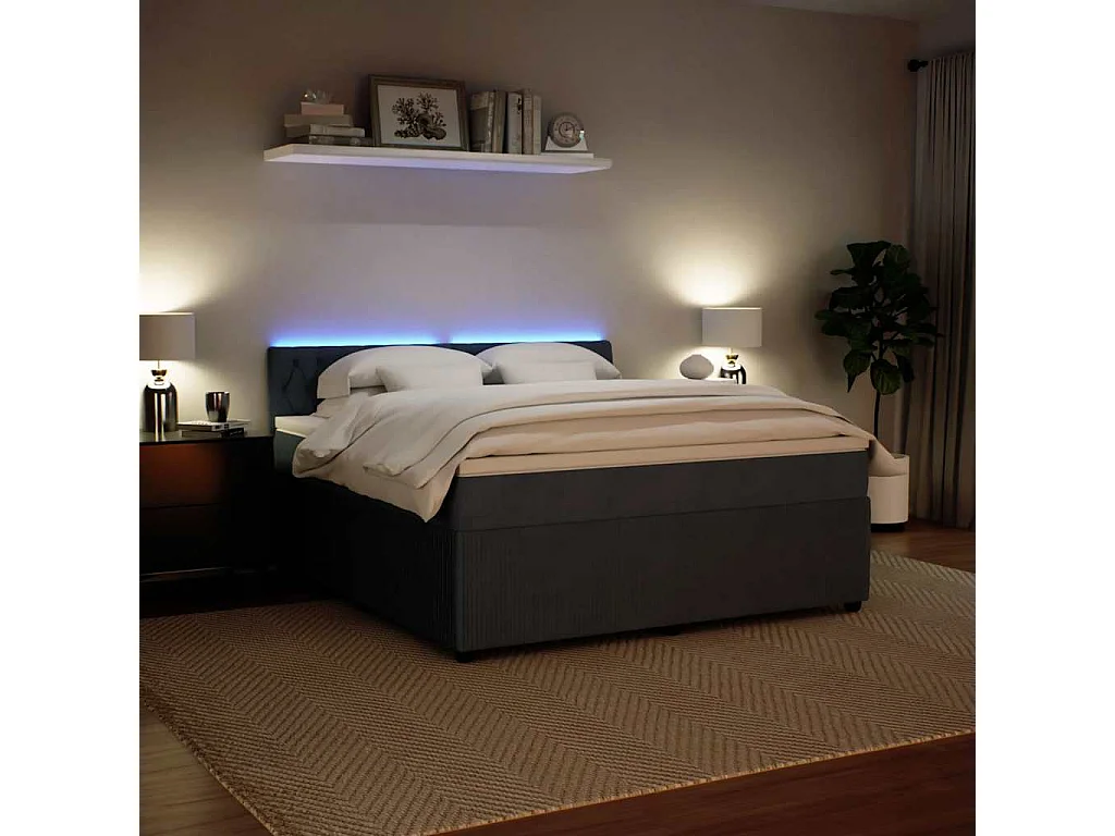 Boxspring met matras fluweel donkergrijs 180x200 cm