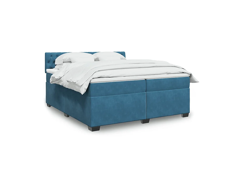 Boxspringbett mit Matratze Blau 200x200 cm Samt