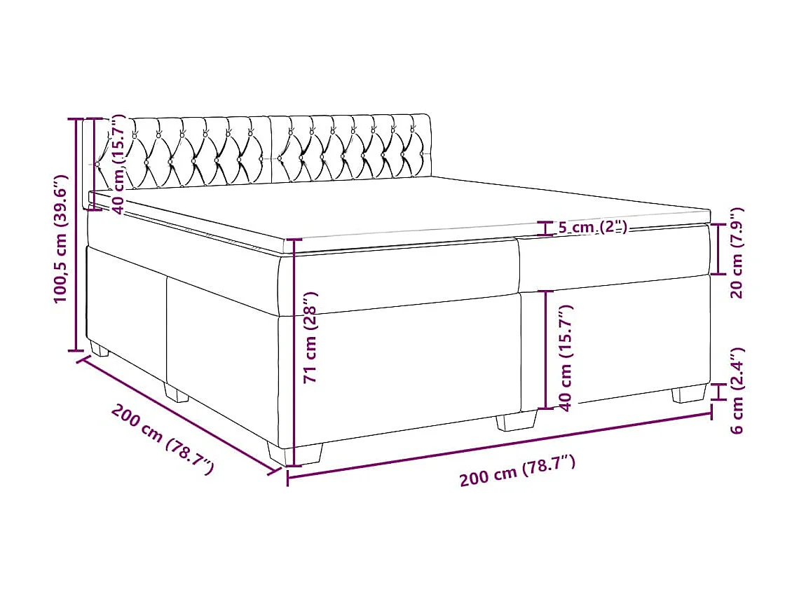 Boxspringbett mit Matratze Blau 200x200 cm Samt