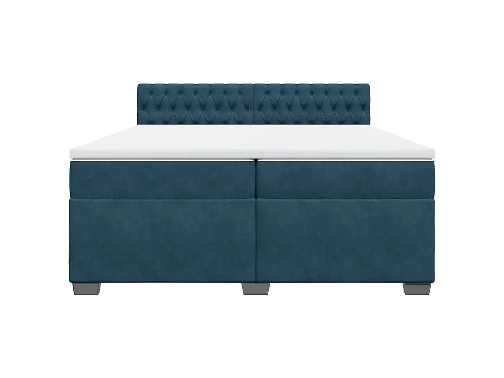 Cama com molas/colchão 200x200 cm veludo azul