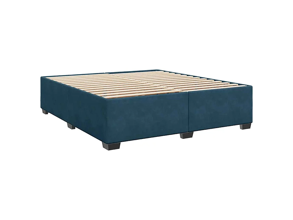 Cama com molas/colchão 200x200 cm veludo azul