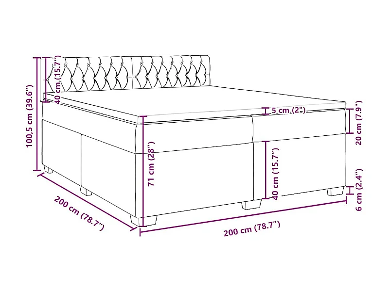 Giroletto a Molle con Materasso Blu 200x200 cm in Velluto