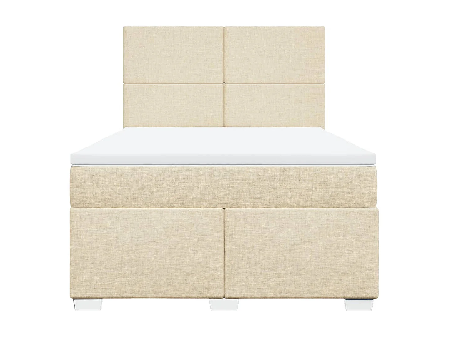 Cama box spring con colchón tela color crema 140x200 cm