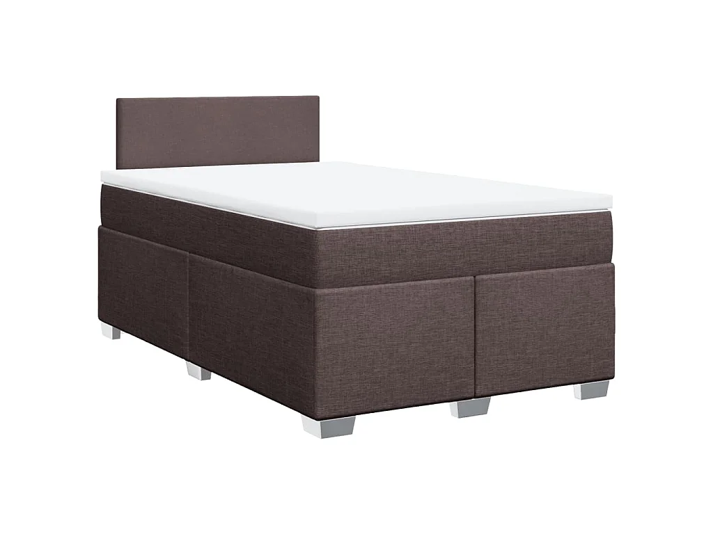 Cama box spring con colchón tela marrón oscuro 120x200 cm