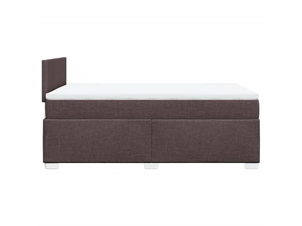 Cama box spring con colchón tela marrón oscuro 120x200 cm