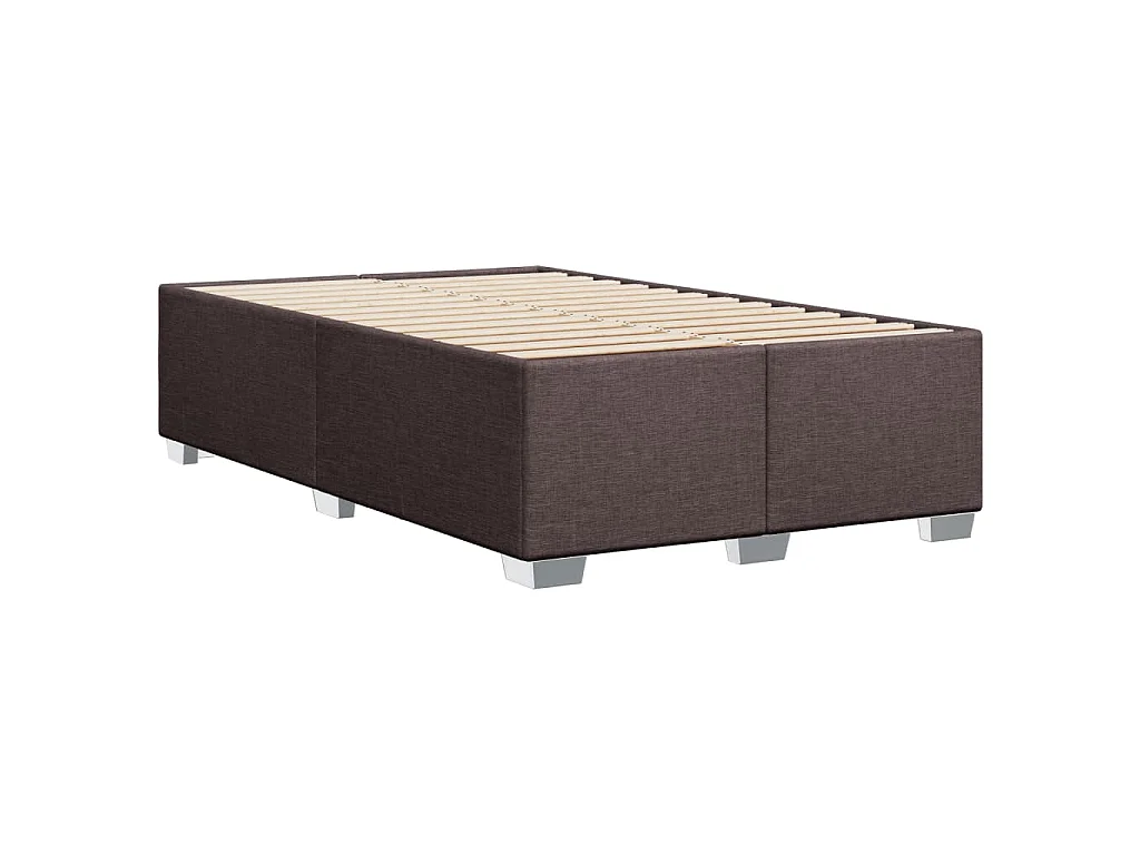 Cama box spring con colchón tela marrón oscuro 120x200 cm