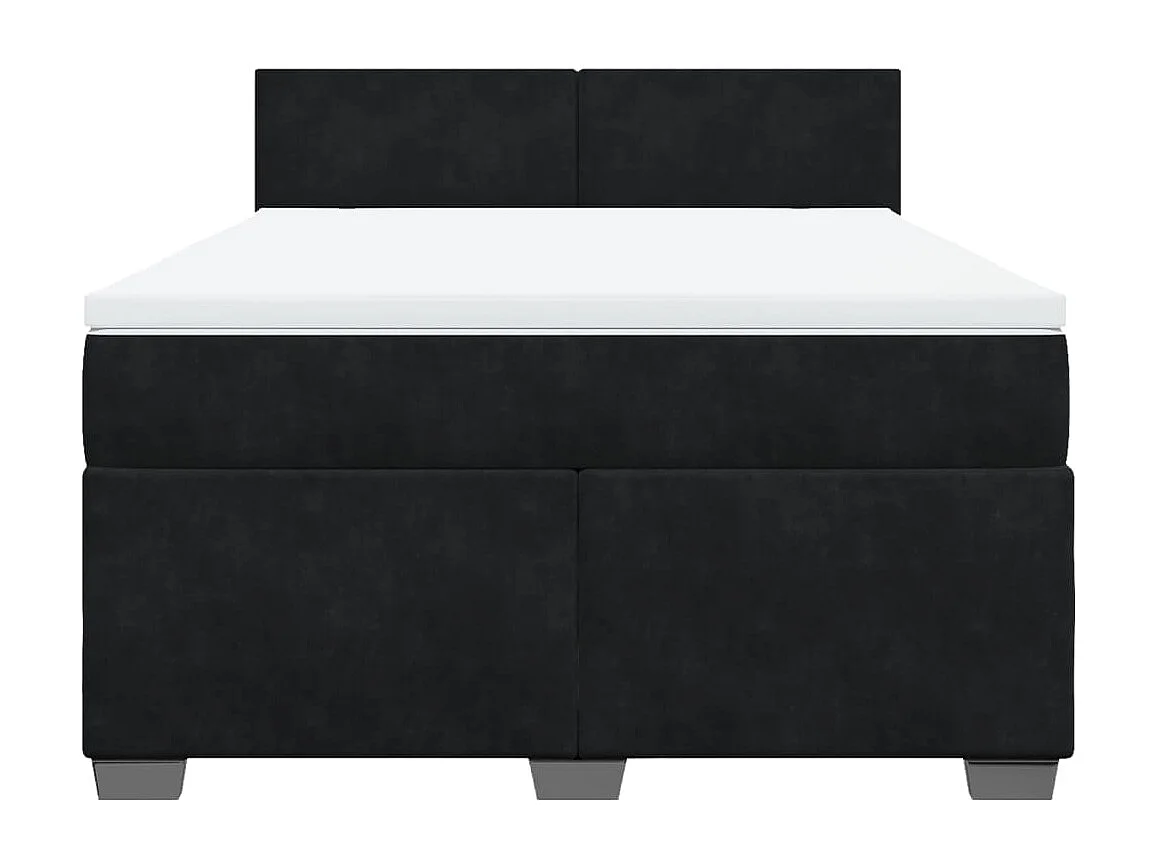 Sommier à lattes de lit avec matelas Noir 140x190 cm Velours