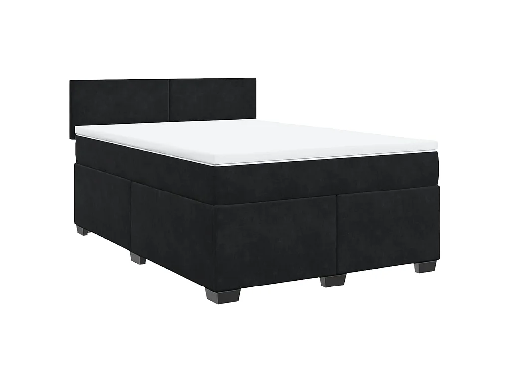 Boxspringbett mit Matratze Schwarz 140x190 cm Samt