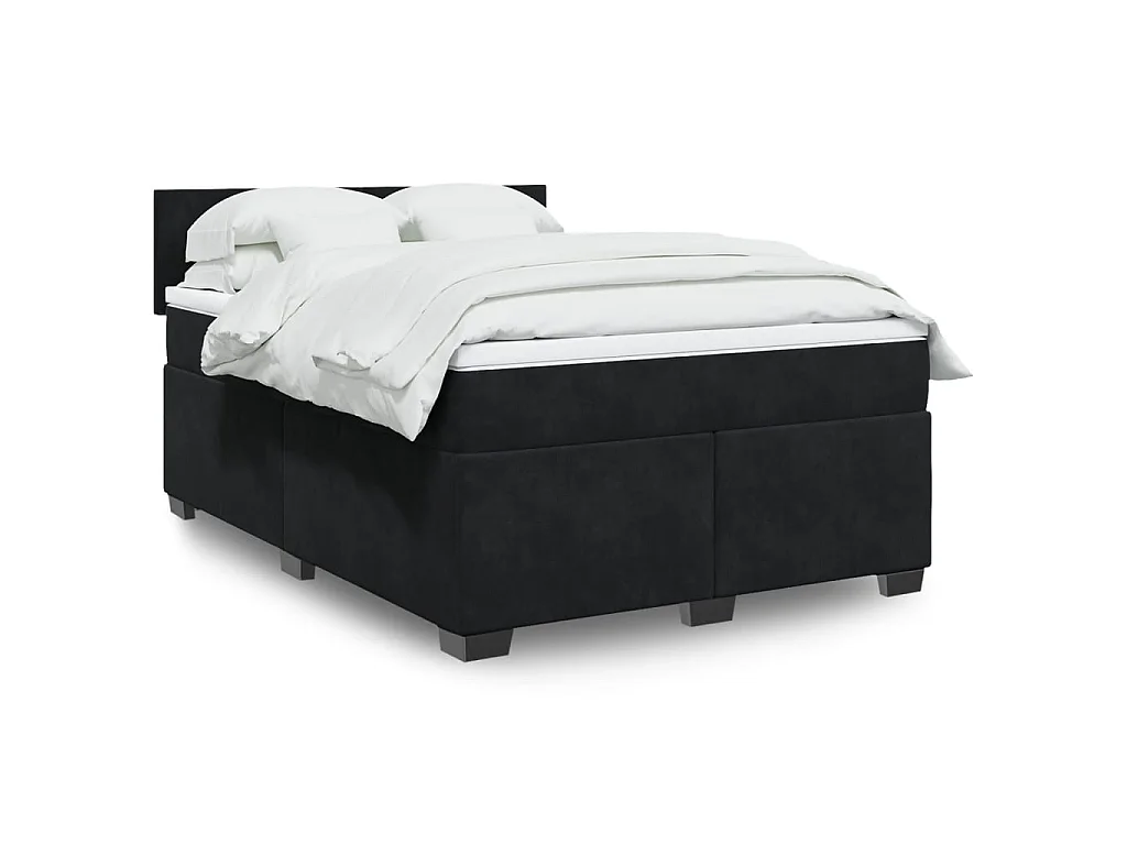 Boxspringbett mit Matratze Schwarz 140x190 cm Samt