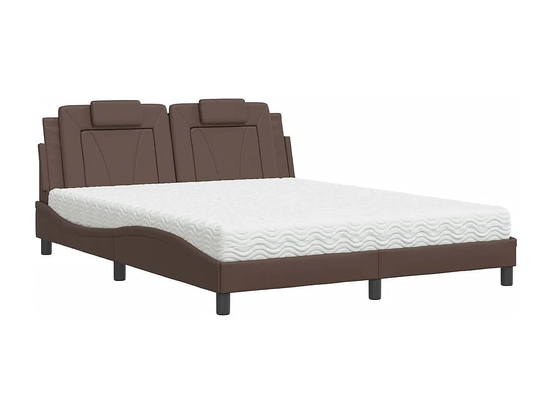 Bed "Viana" met matras kunstleer bruin 160x200 cm