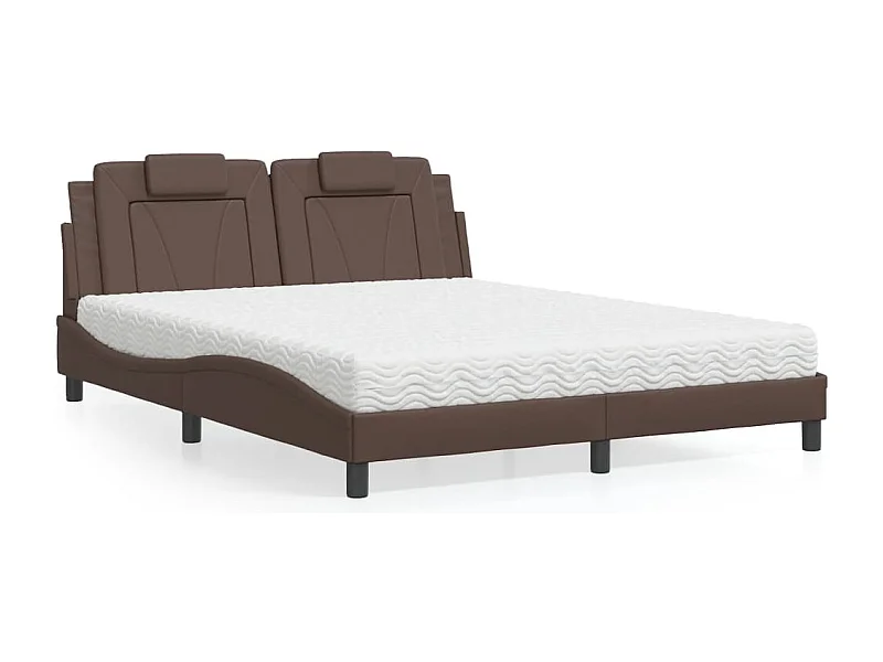 Bed "Viana" met matras kunstleer bruin 160x200 cm