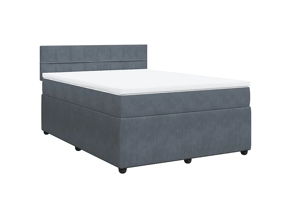 Boxspringbett mit Matratze Dunkelgrau 140x190 cm Samt