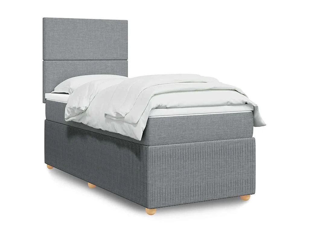 Cama com molas/colchão 90x190 cm tecido cinzento-claro