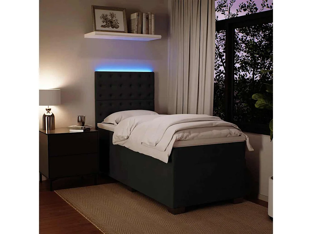 Boxspringbett mit Matratze Schwarz 80x200 cm Samt