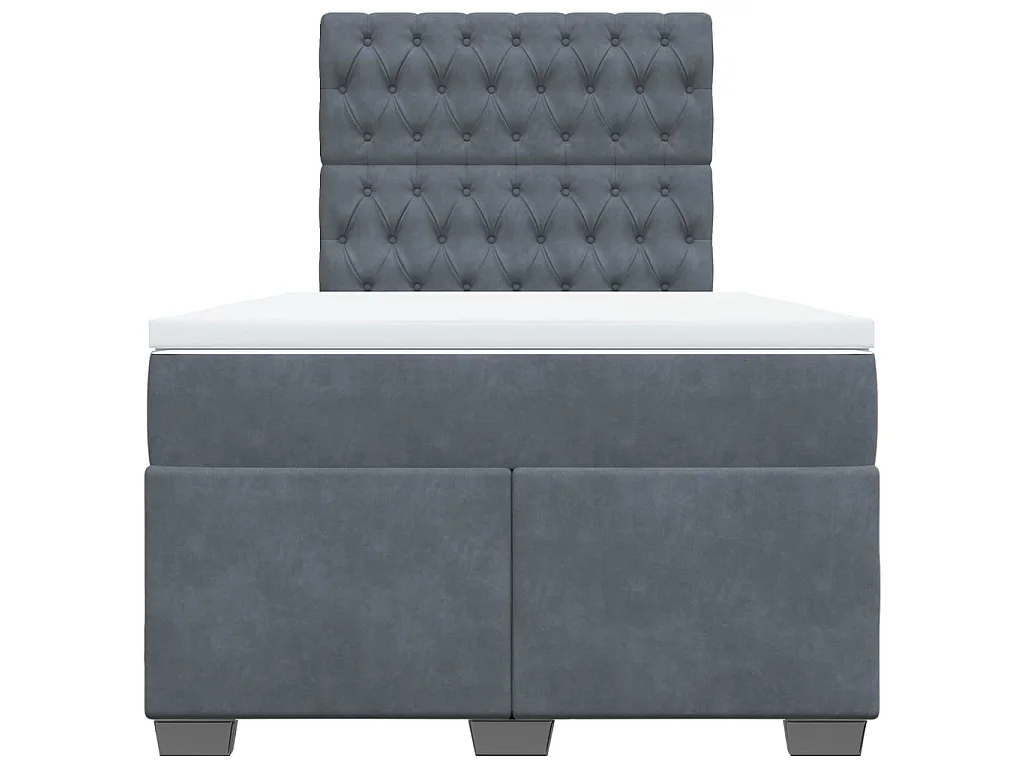 Cama box spring con colchón terciopelo gris oscuro 120x190 cm
