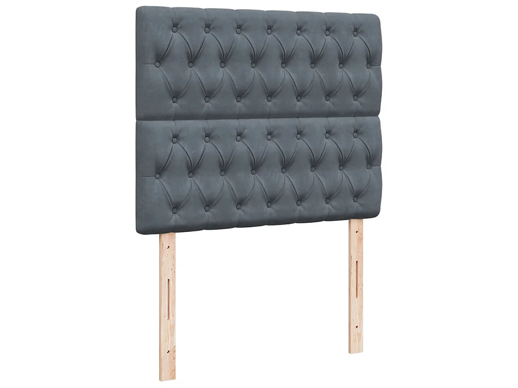 Cama box spring con colchón terciopelo gris oscuro 120x190 cm