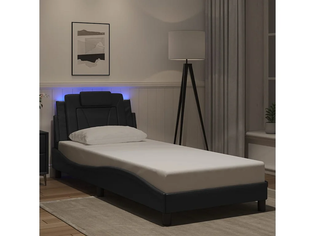 Giroletto Viana con LED senza Materasso Nero 80x200 cm