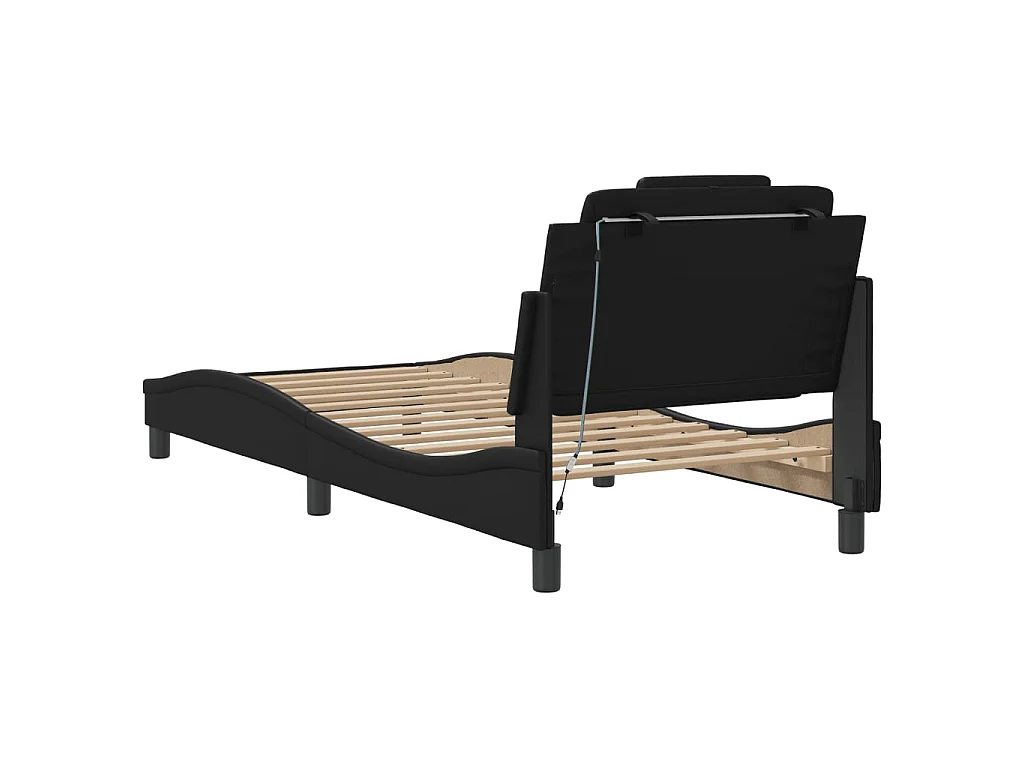 Giroletto Viana con LED senza Materasso Nero 80x200 cm