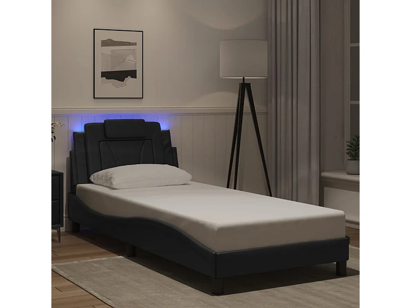 Bedframe "Viana" met LED zonder matras zwart 80x200 cm